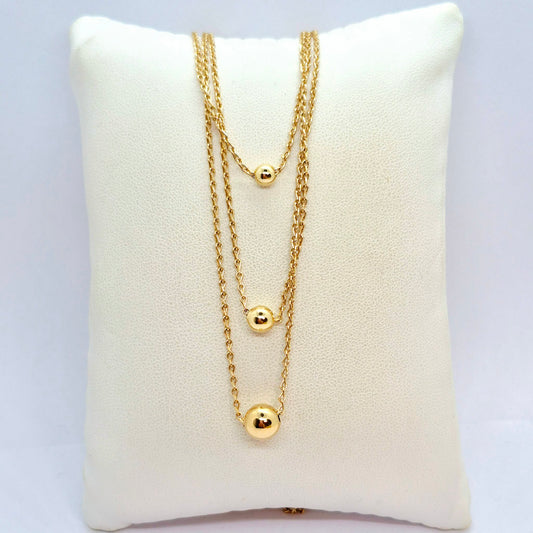 Triple Chain Necklace in 10K Solid Gold