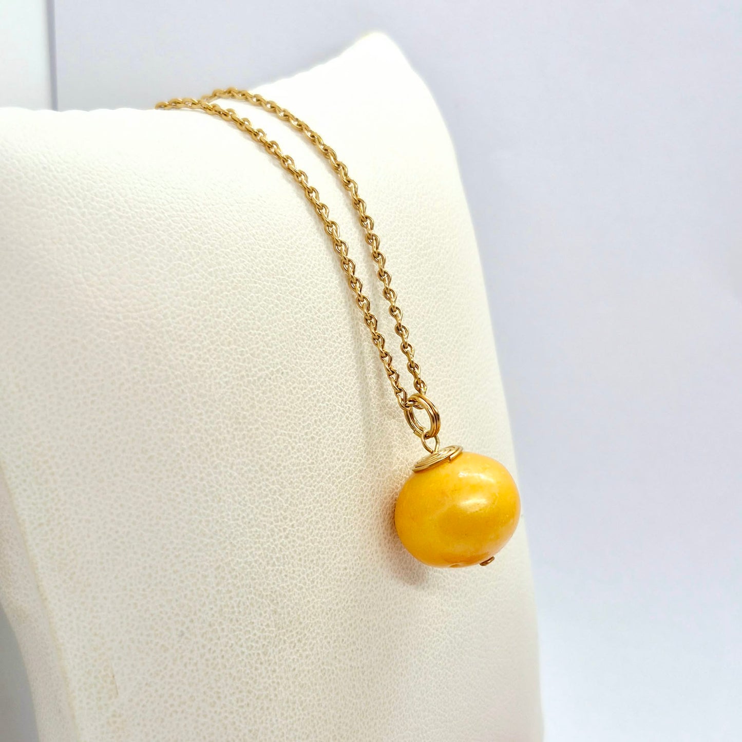 Natural Golden 13mm Pearl Pendant in solid 10K Gold with 10K Chain Necklace