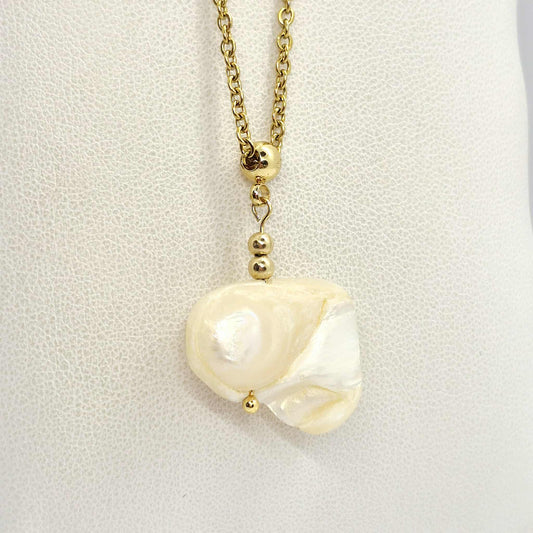 Natural Baroque Pearl Pendant with Gold Plated Chain Necklace