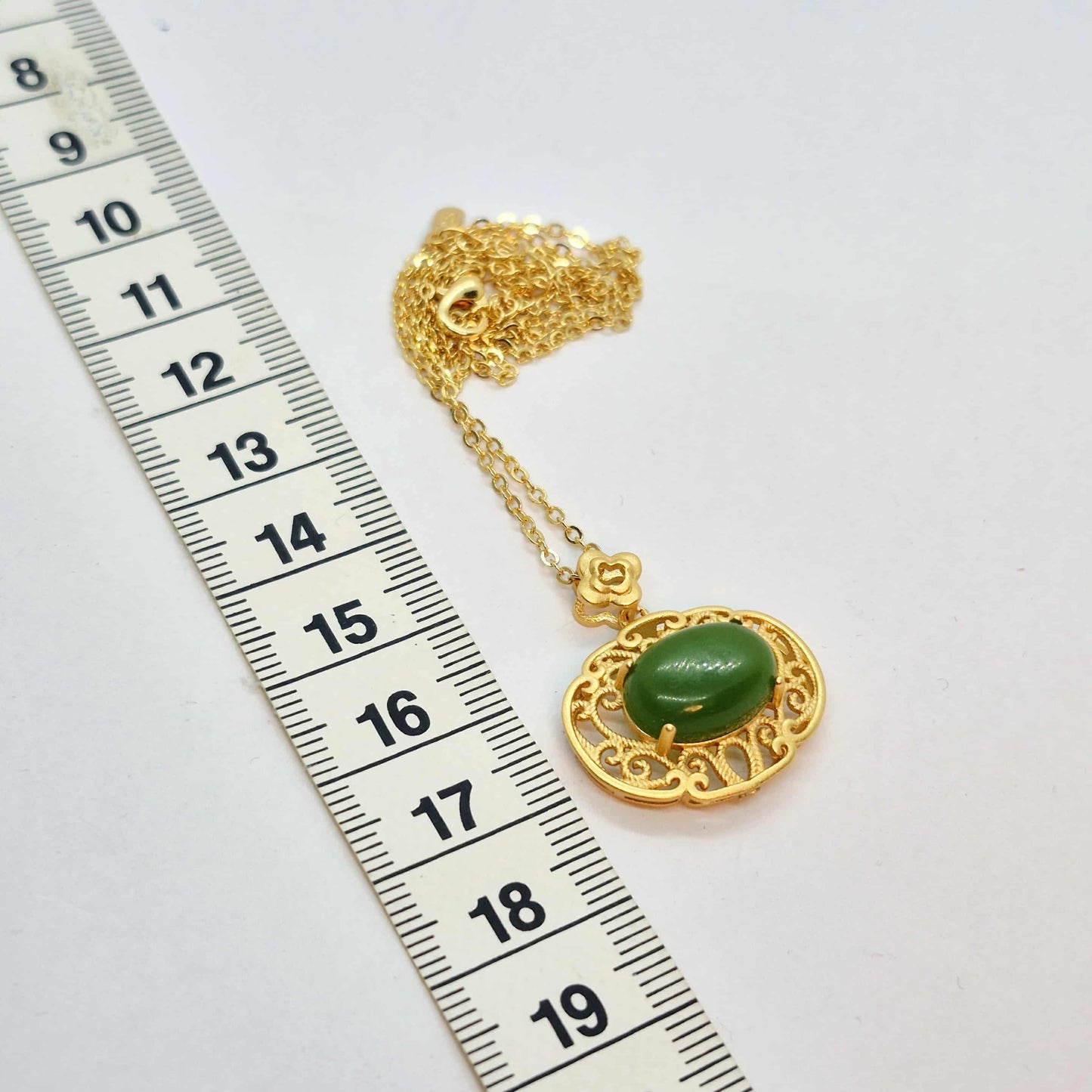 Natural Hetian Jade Pendant Silver Plated with Chain Necklace