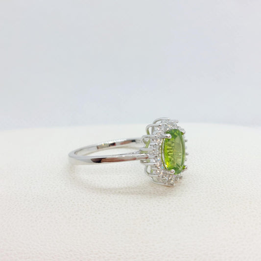 Natural Peridot Ring with 2ct Stone in Sterling Silver