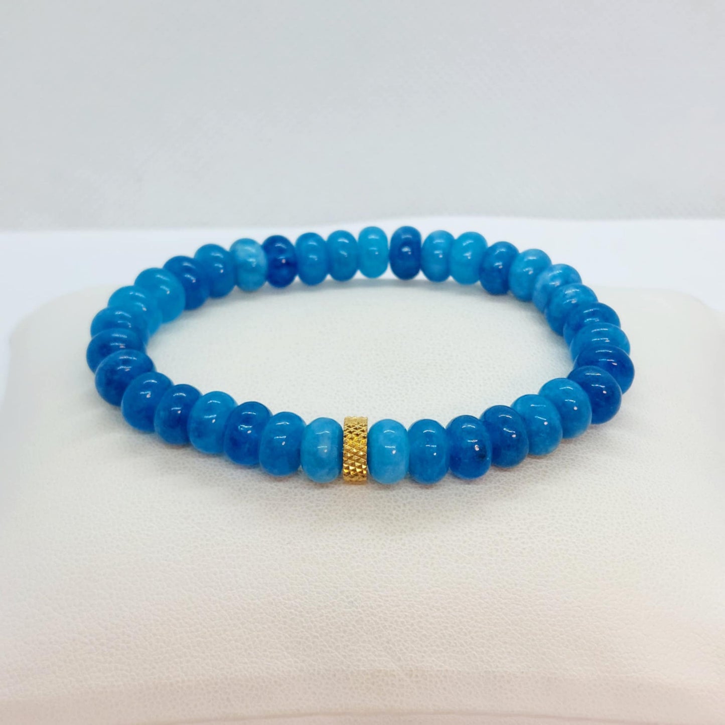 Natural Blue Apatite Bracelet with 8x5mm Stones