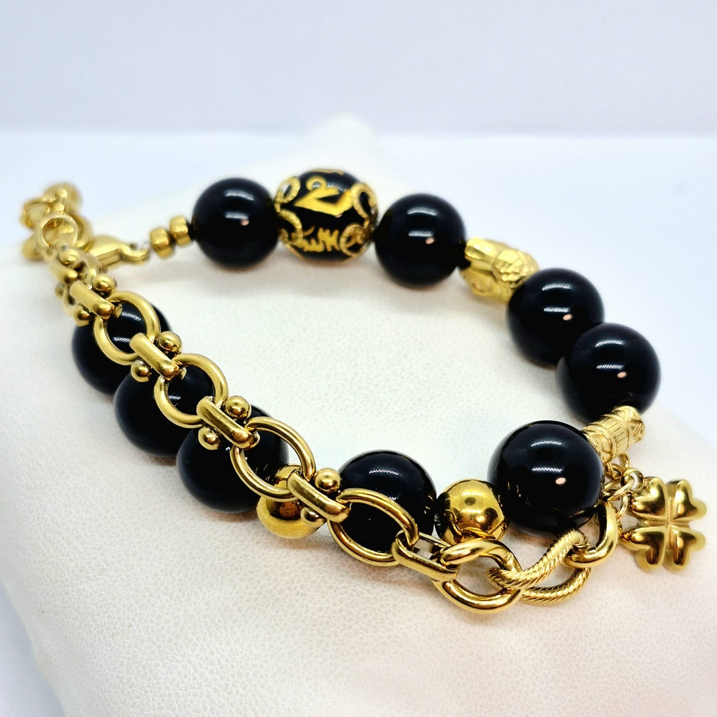 Natural 12mm Black Stone Bracelet with Obsidian