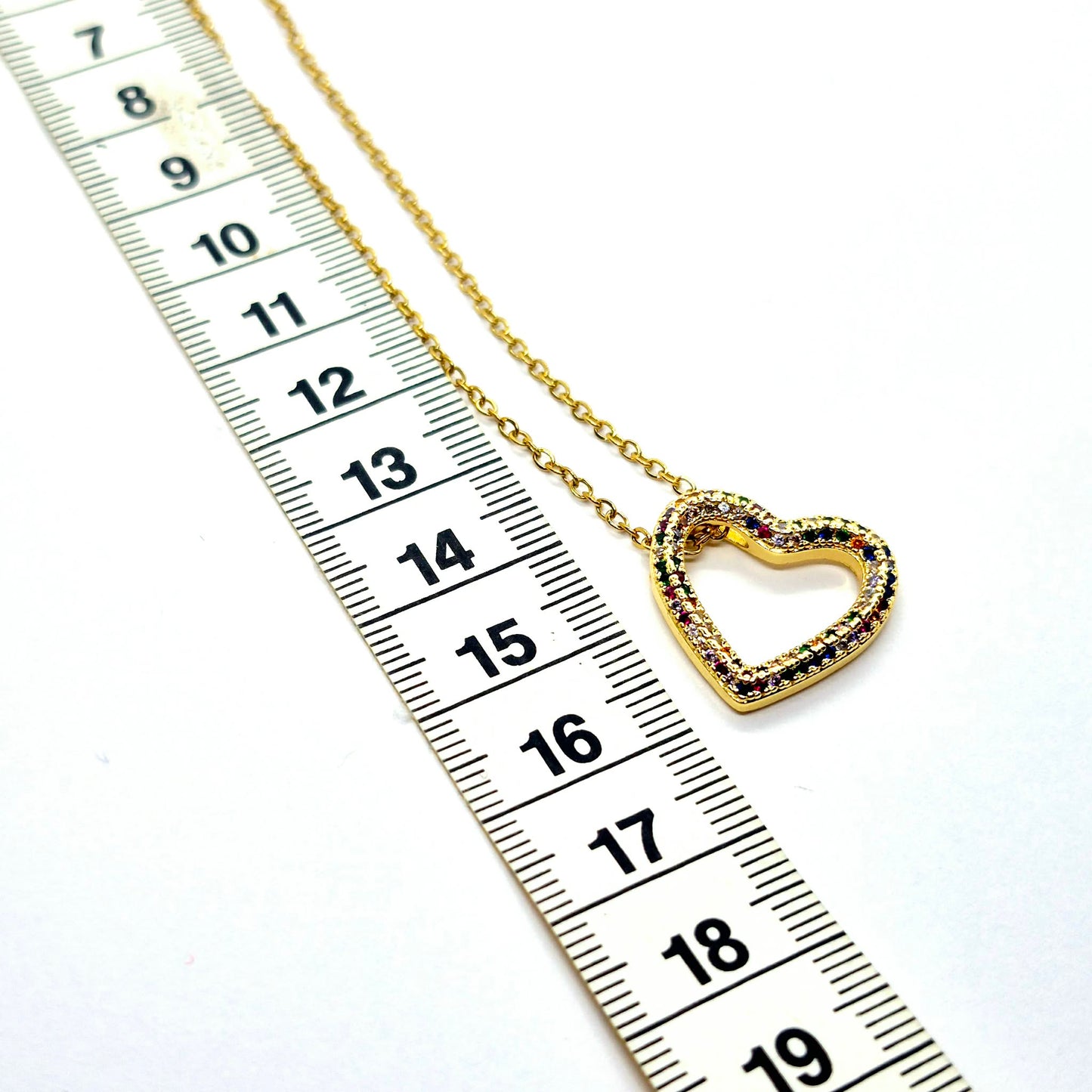 Heart in ZIrcon Pendant Necklace in Gold Platted Stainless Steel