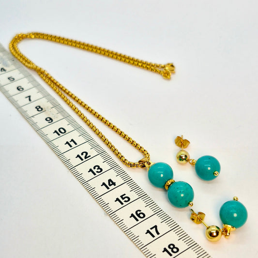 Natural Turquoise Mini Set in Gold Plated Stainless Steel