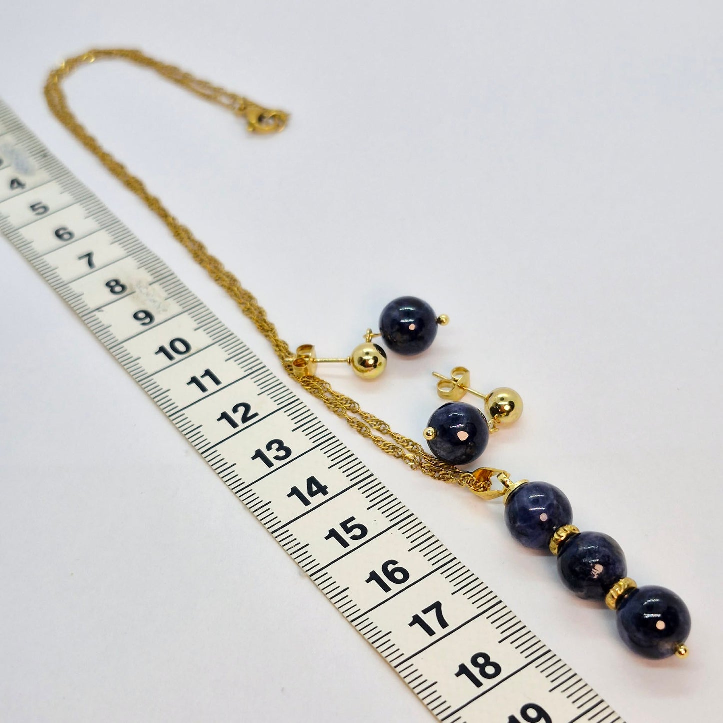 Natural Sapphire Stone Set in Gold Plated Stainless Steel