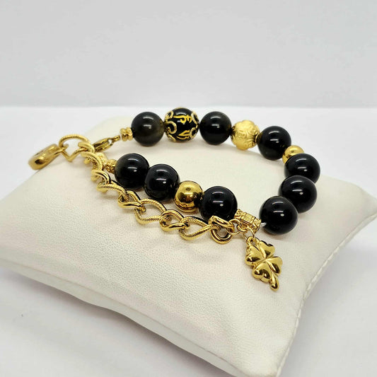 Natural Golden Obsidian Bracelet in 12mm Stones