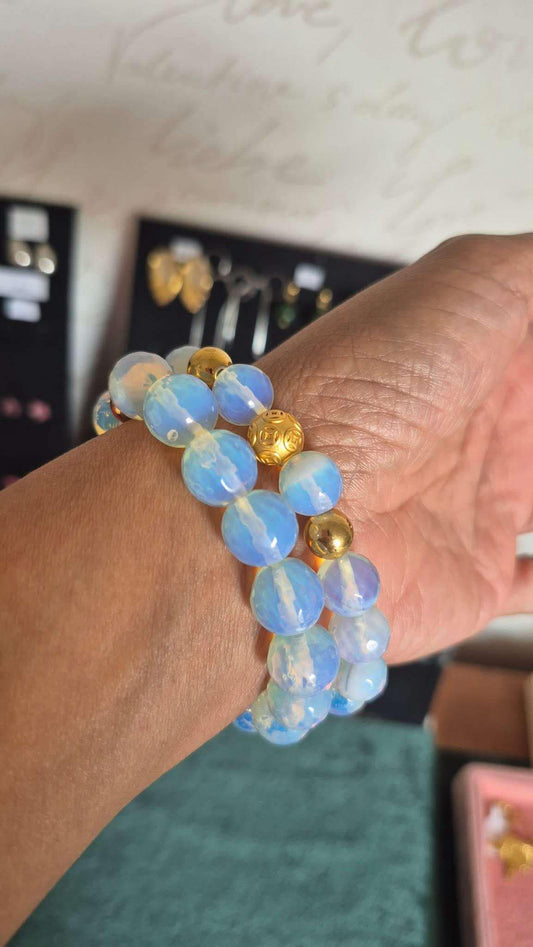 Natural Faceted Opal Bracelet in 10 & 12 mm Stones