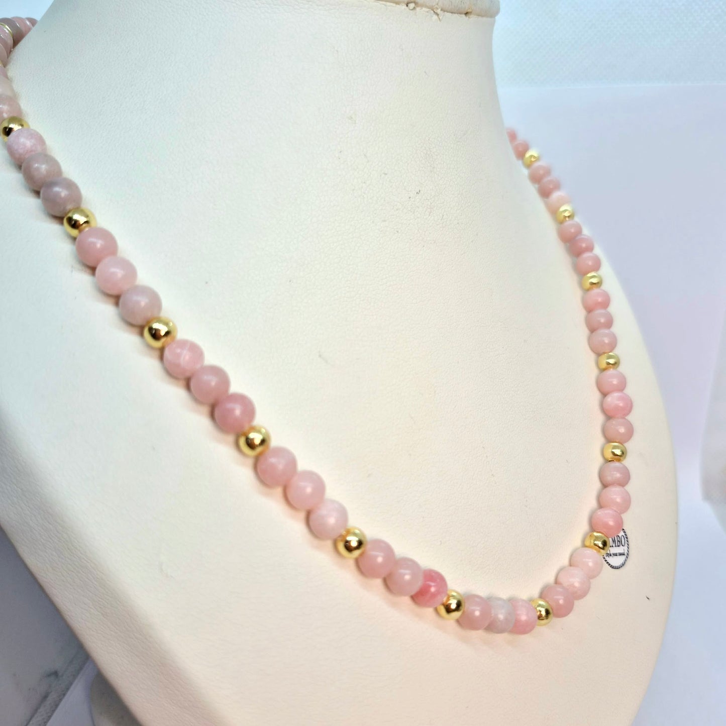 Natuurlijke Roze Opaal Ketting Choker van 6mm Kralen