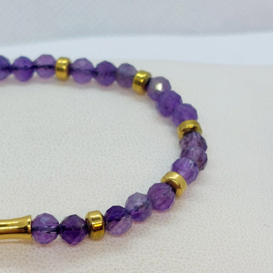 Natural Amethyst Stone Bracelet with 4mm Stones