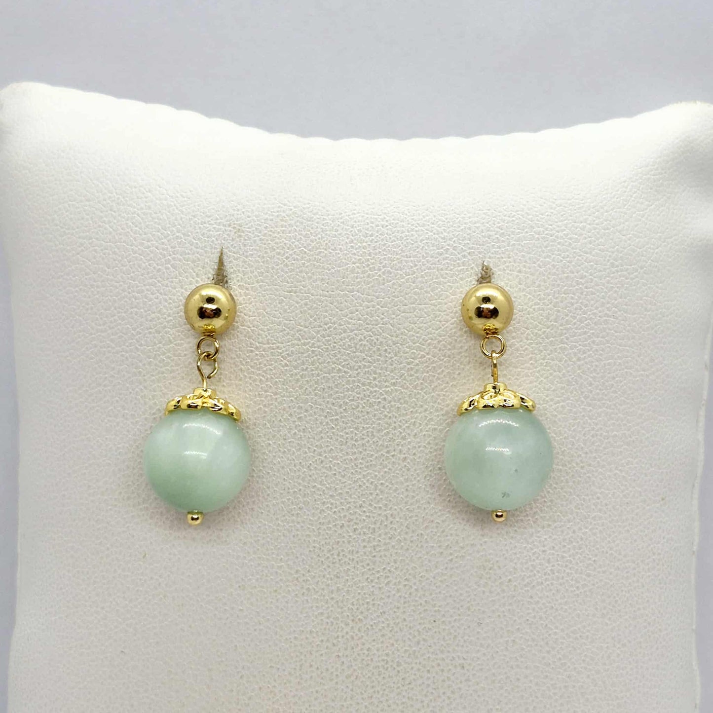 Natural Burmese Jade Dangle Earrings in Gold Plated Stainless Steel (Copy)