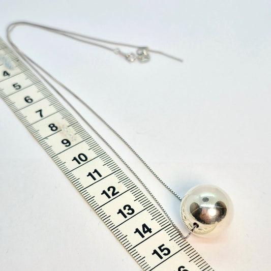 925 Sterling Silver Ball Pendant Necklace with Sterling Silver Chain