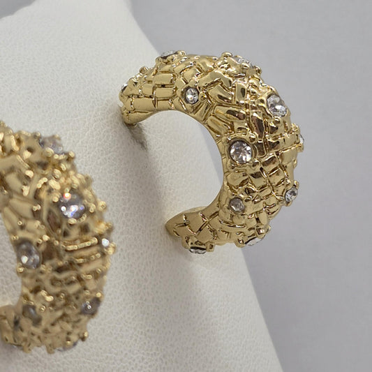 Large Half Hoop Earrings in Gold Plated Stainless Steel