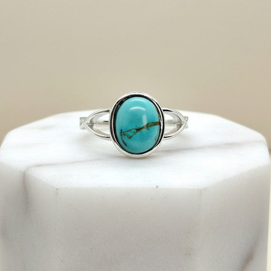 Natural Stone Ring in Sterling Silver with Turquoise, Lapis, Rose Quartz, Aventurine, Obsidian and Blue Goldstone