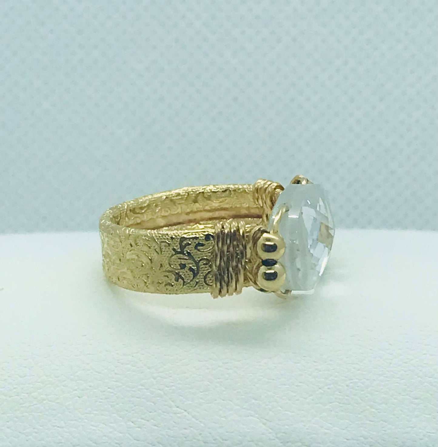 White Crystal Jewelry Set in Solid 10K Gold Lab Created