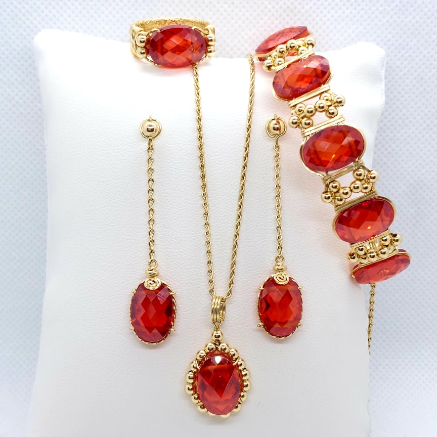 Ruby Set in Solid 10K Gold Lab Created
