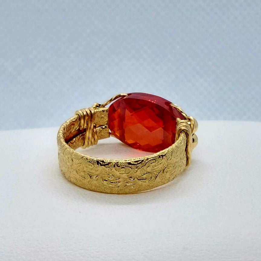 Ruby Set in Solid 10K Gold Lab Created