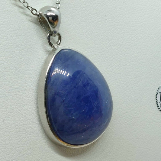 Natural Tanzanite Raindrop Pendant Necklace in Sterling Silver