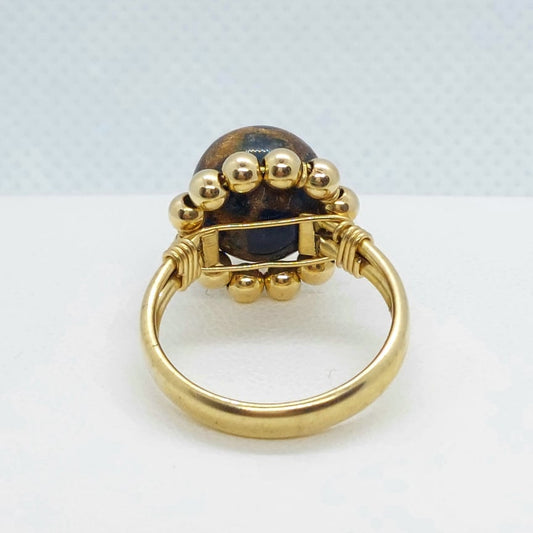 Natural Blue Azurite Ring in Solid 10k Gold