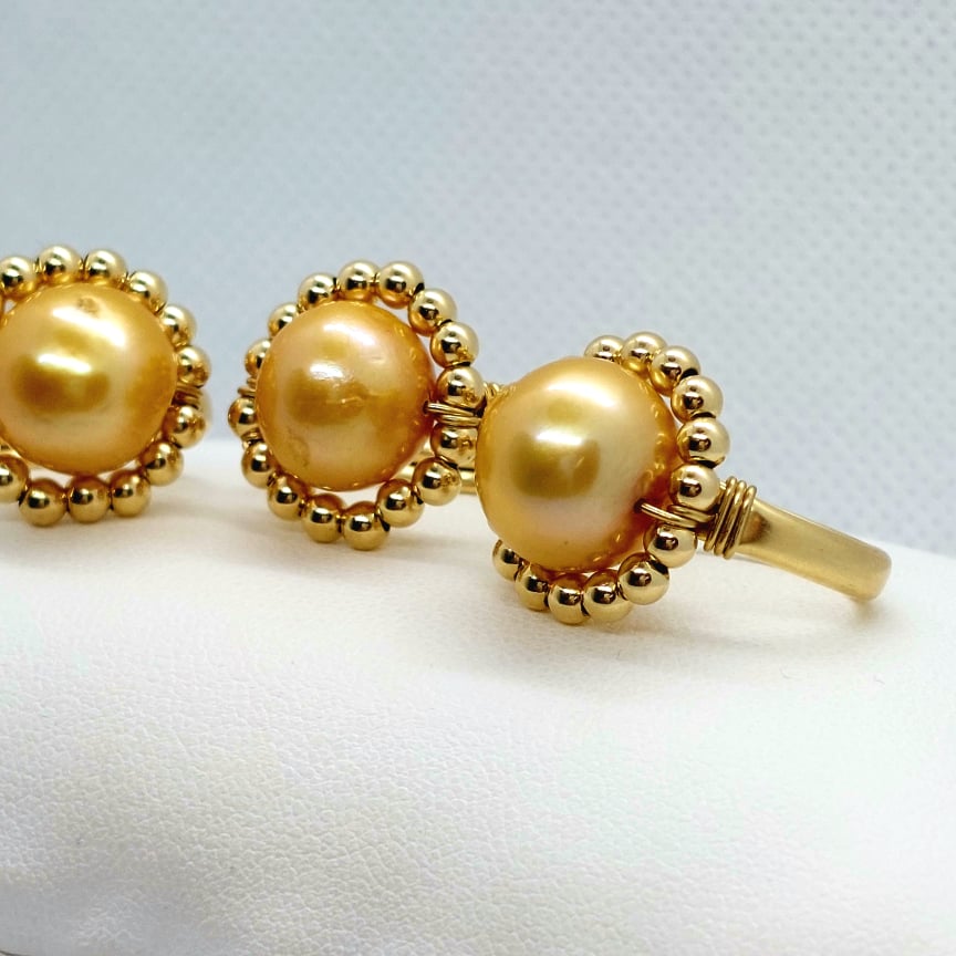 Natural Freshwater Champagne Gold Pearl Ring - 10K Gold