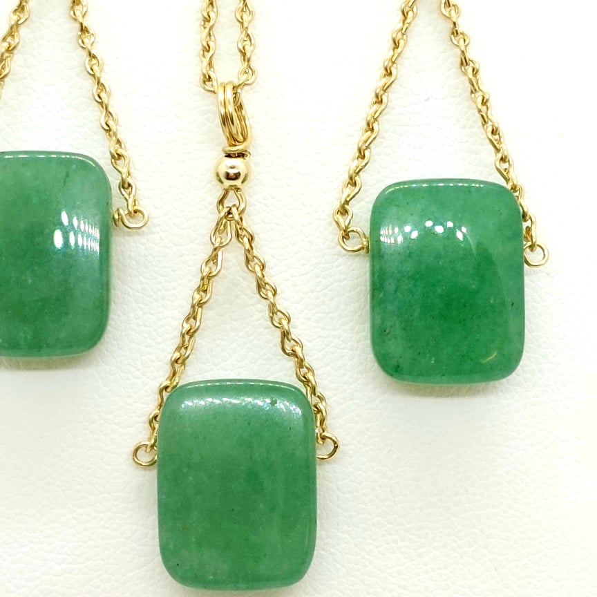 Natural Hetian Jade Jewelry Set - 10K Gold