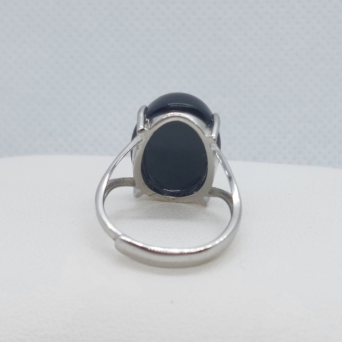 Natural Obsidian Stone Ring - Sterling Silver - Resizeable