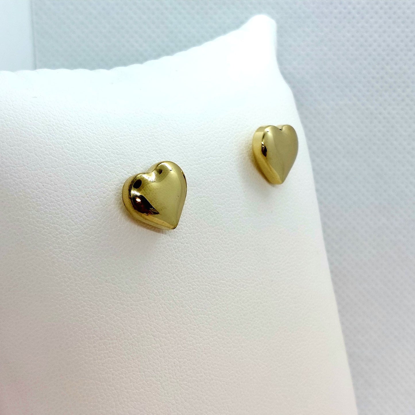 Stainless Steel Heart Stud Earrings - Gold Plated