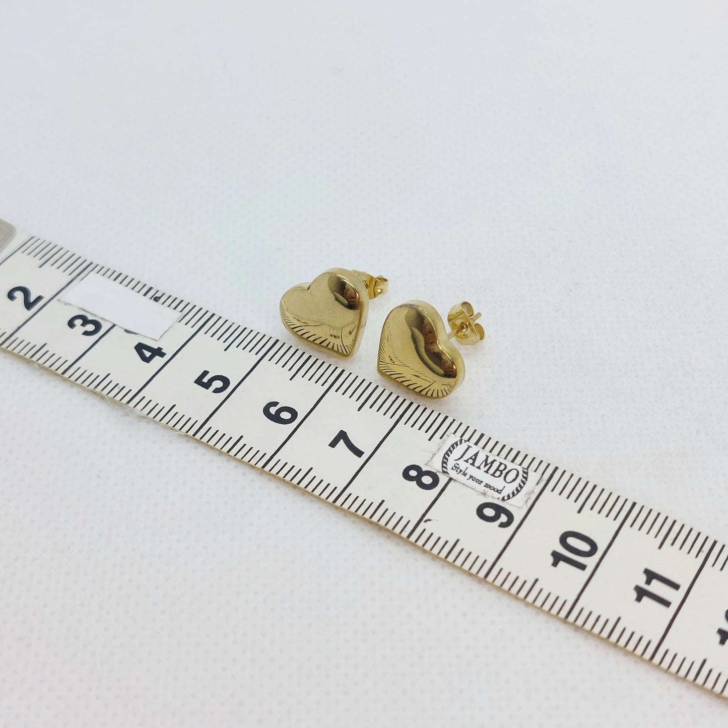 Stainless Steel Heart Stud Earrings - Gold Plated
