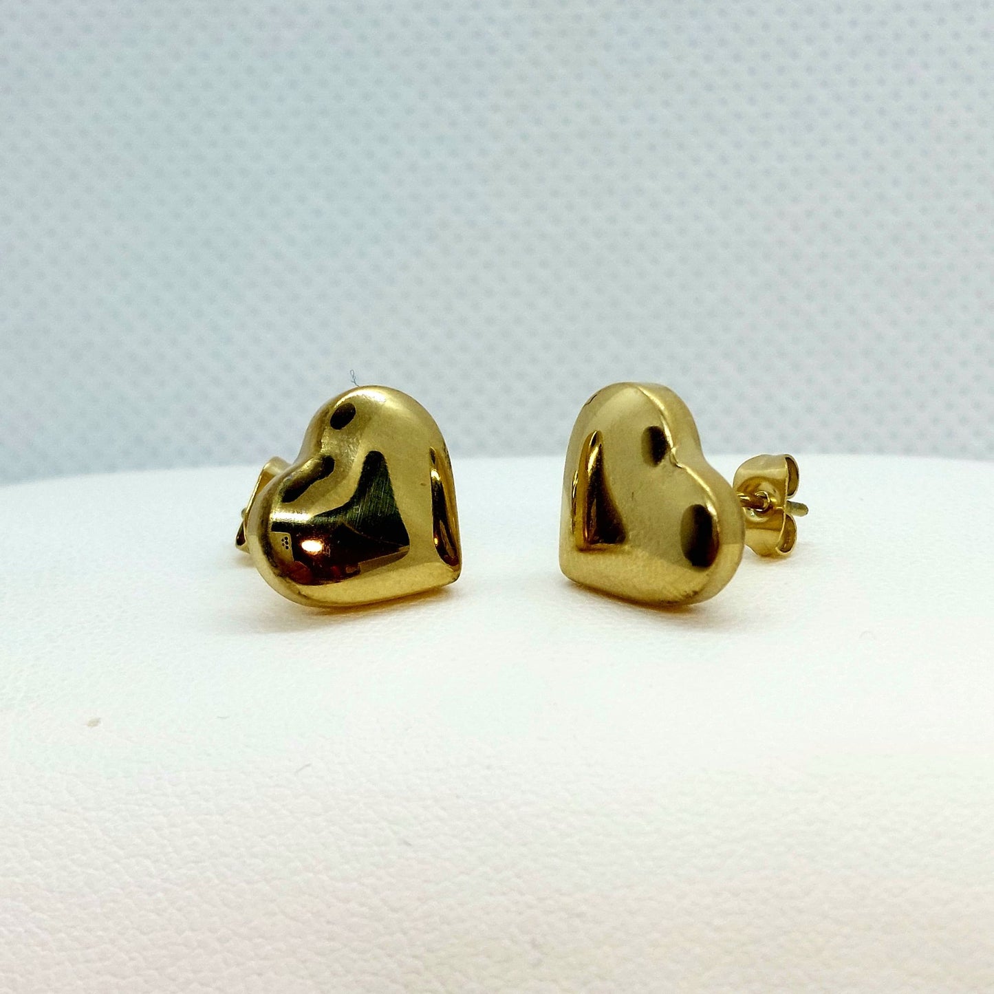 Stainless Steel Heart Stud Earrings - Gold Plated
