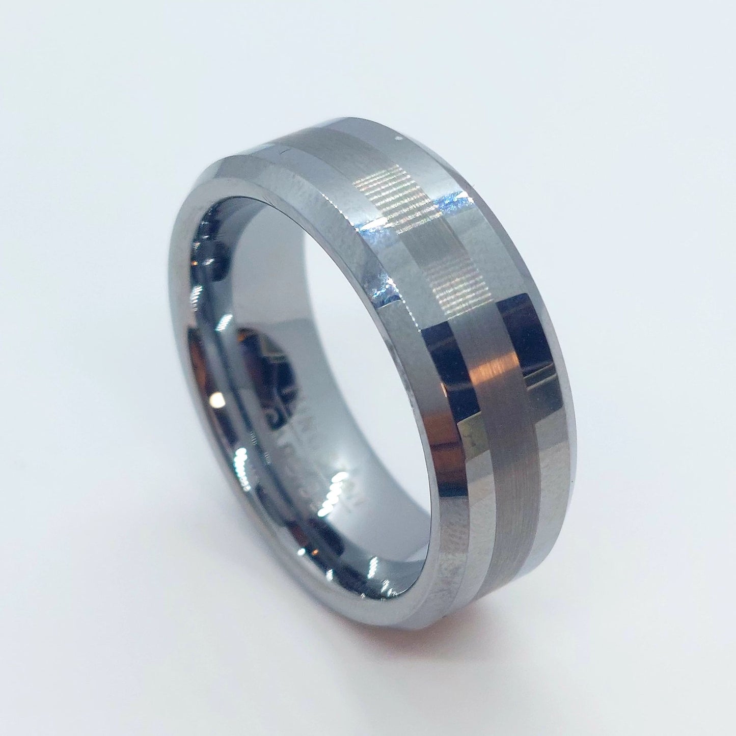 Silver Tungsten Carbide Ring - 8mm