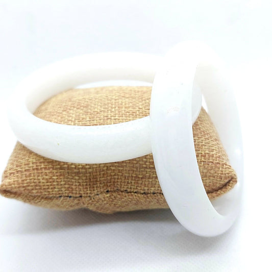 Natural White Jade Bangle - Bracelet