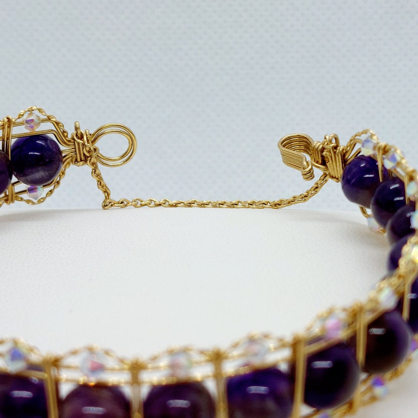 Natural Amethyst & Swarovski Crystals Jewelry Set - 10K Gold