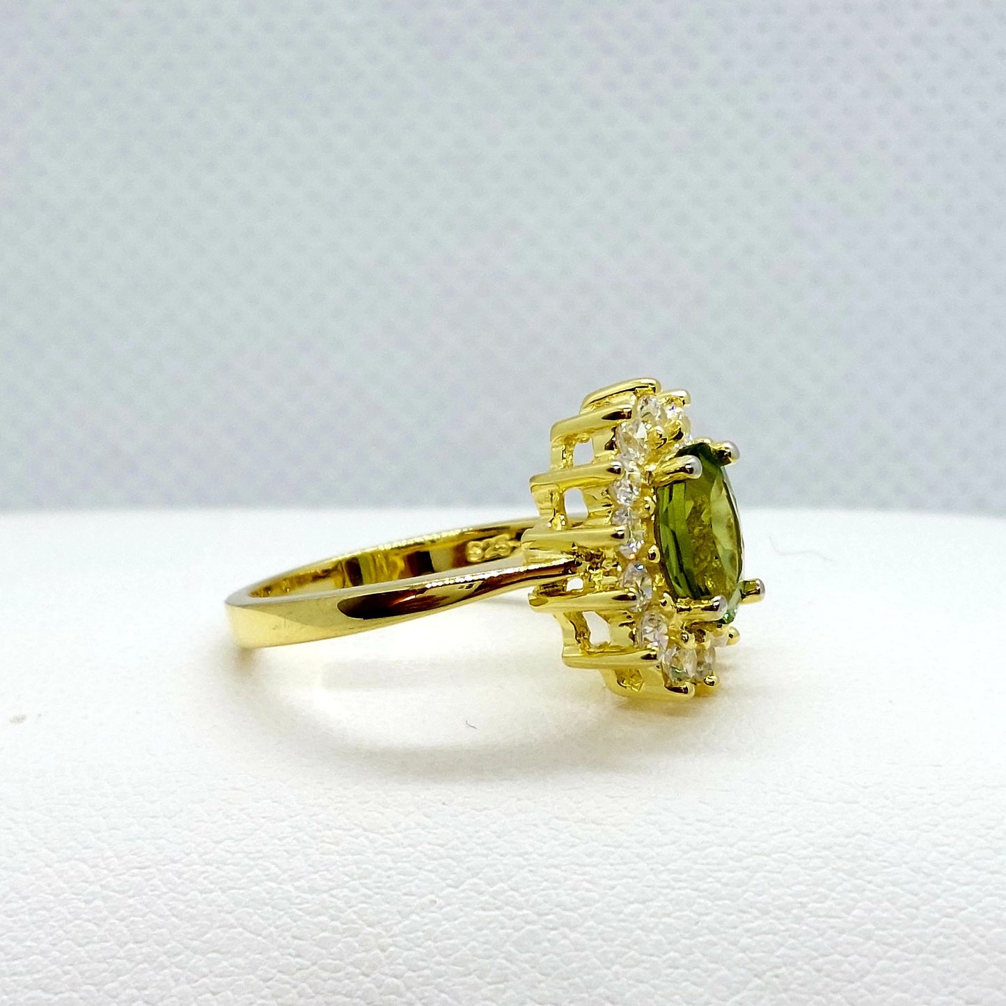 Natural Peridot Ring - Sterling Silver Gold Plated