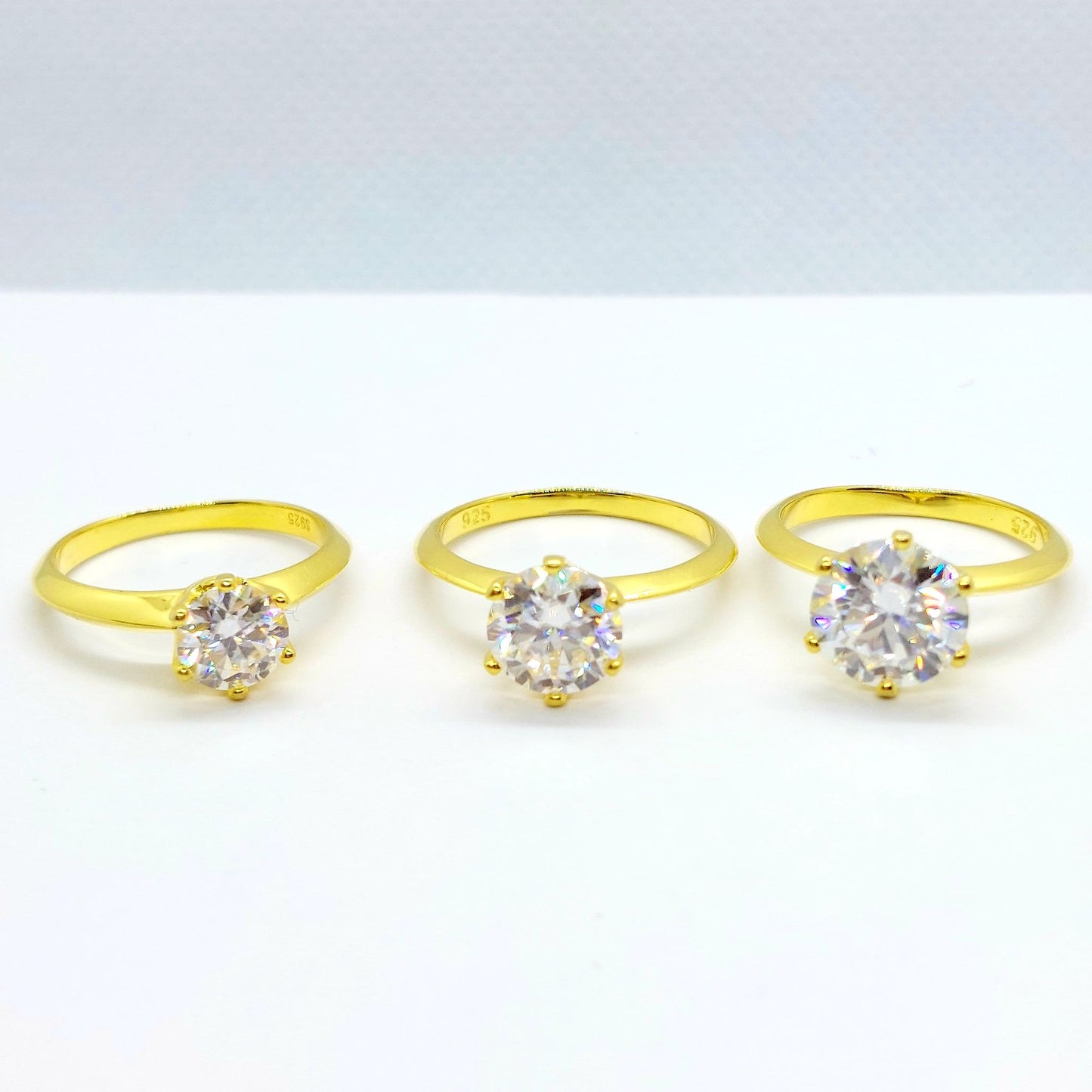 Moissanite Diamond Ring - 2ct - Sterling Silver Gold Plated