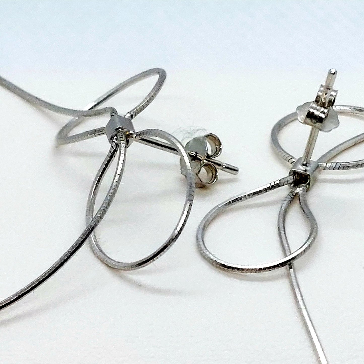 Bowknot Tassel Stud Earrings - Sterling Silver