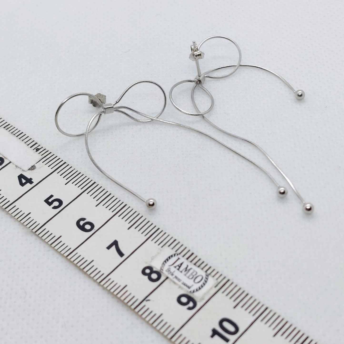 Bowknot Tassel Stud Earrings - Sterling Silver