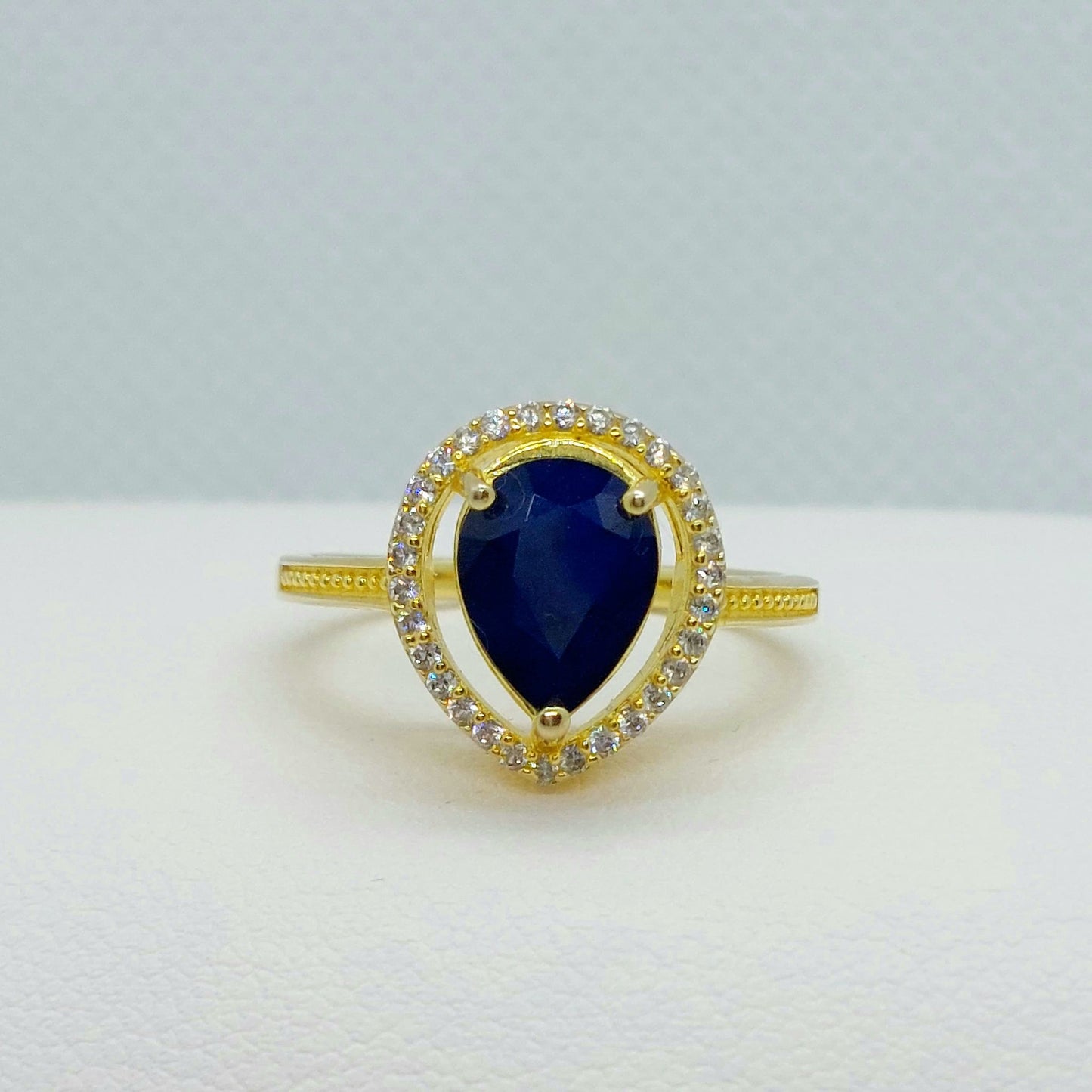 Natural Sapphire Ring in Sterling Silver Gold Plated