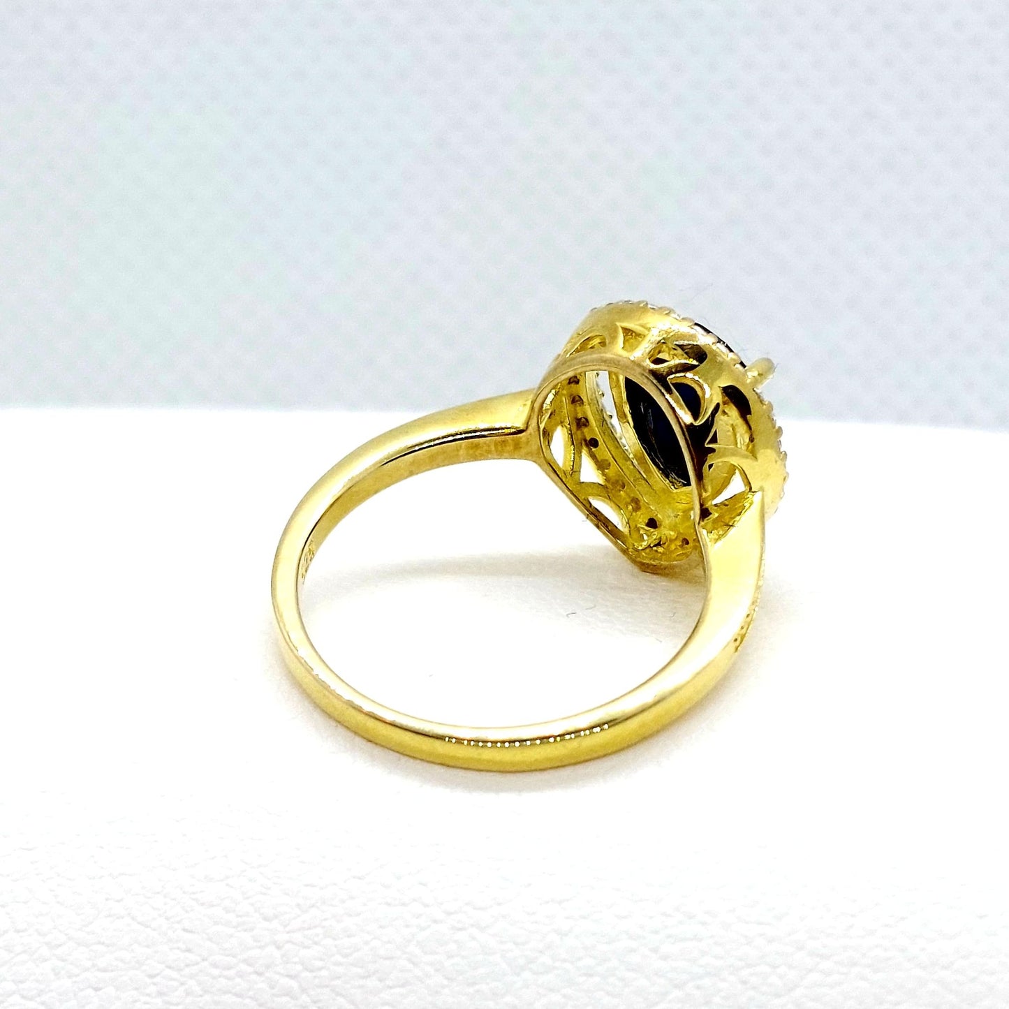 Natural Sapphire Ring in Sterling Silver Gold Plated