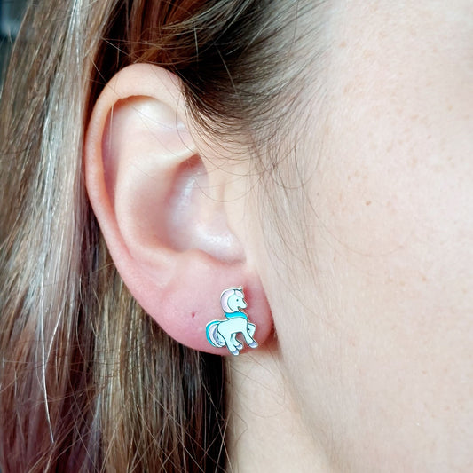 Unicorn Stud Earrings - Sterling Silver
