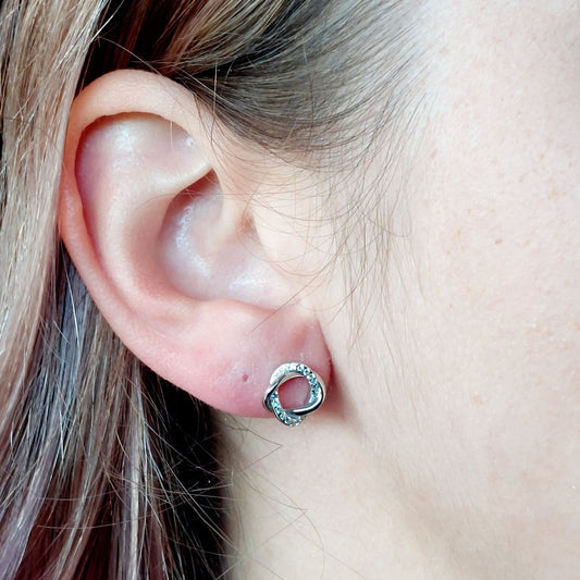 Zircon Stud Earrings in Rose Gold Plated Sterling Silver