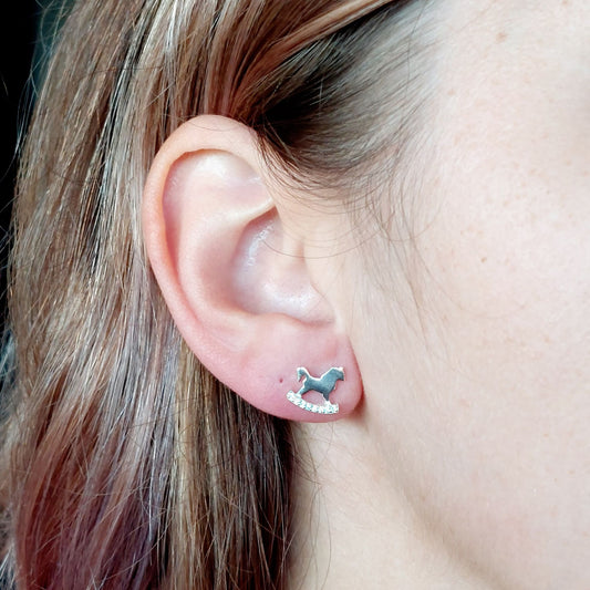 Hobby Horse Stud Earrings - Sterling Silver