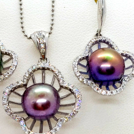 Natural Tahitian Rainbow Pearl Mini Set - 10mm - Sterling Silver