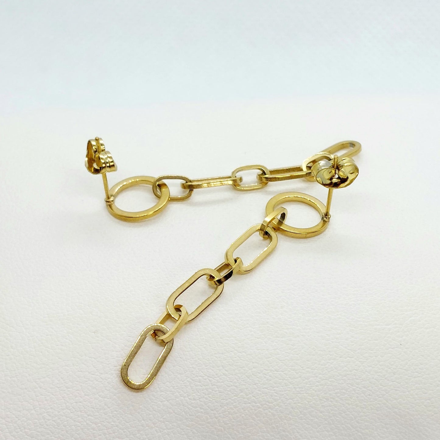 Stainless Steel Dangle Stud Earrings - Gold Plated