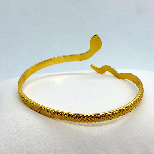 Snake Bangle Bracelet - Stainless Steel Gold Plated