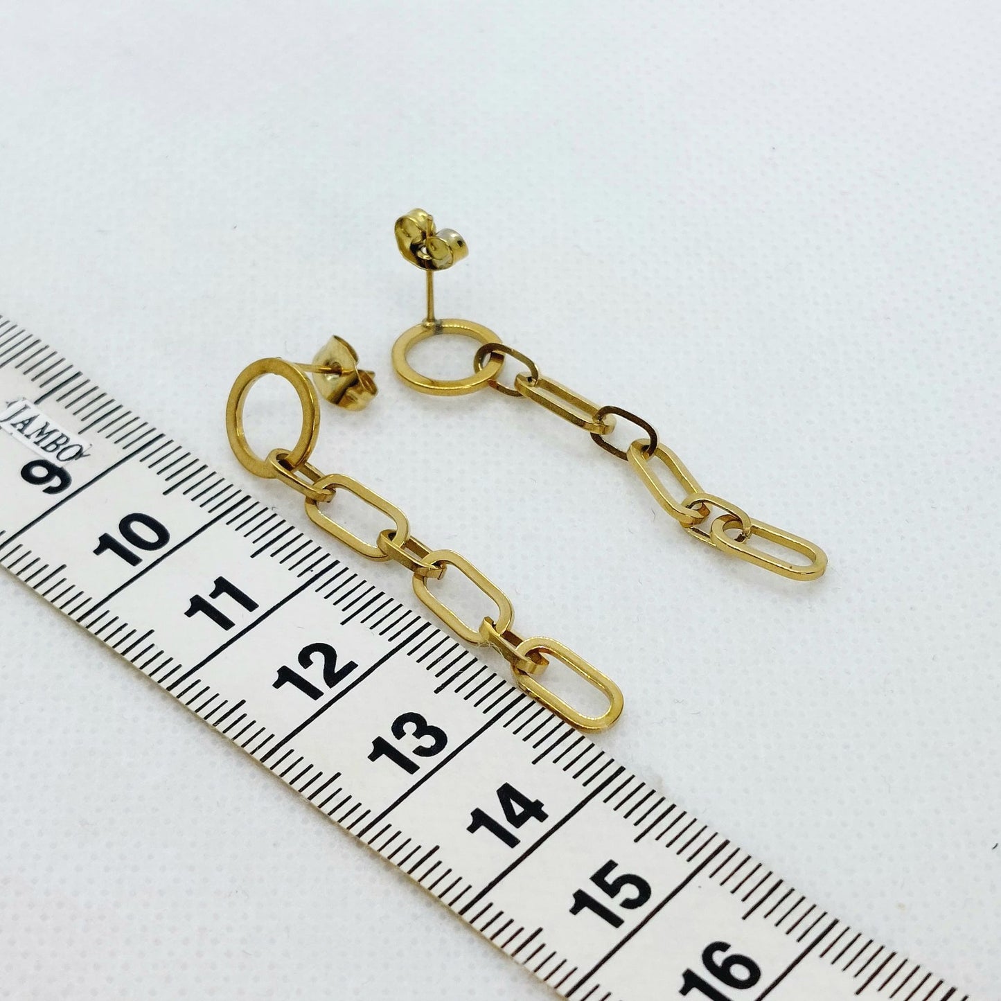Stainless Steel Dangle Stud Earrings - Gold Plated