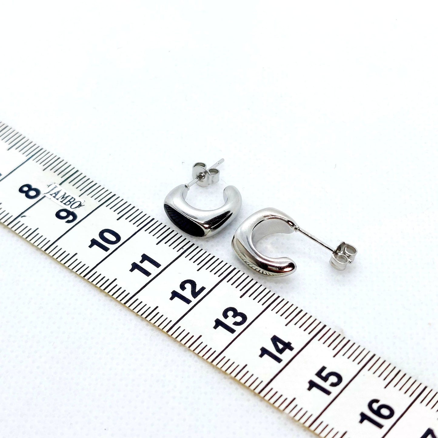 Black Enamel Stainless Steel Stud Earrings