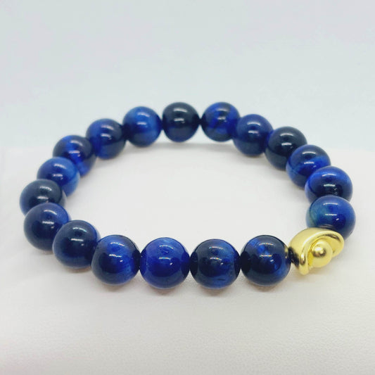 Blue Tiger Eye Money Bag Bracelet - Good Fortune Charm - 10mm