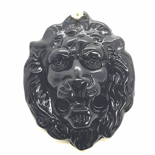 Natural Obsidian Tiger Pendant - Stainless Steel Gold Plated Chain Necklace