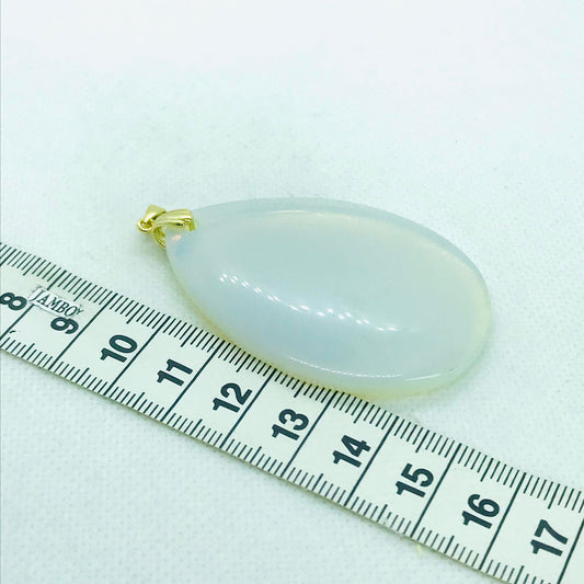 Natural Opal Raindrop Pendant with Stainless Steel Gold Plated Chain Necklace