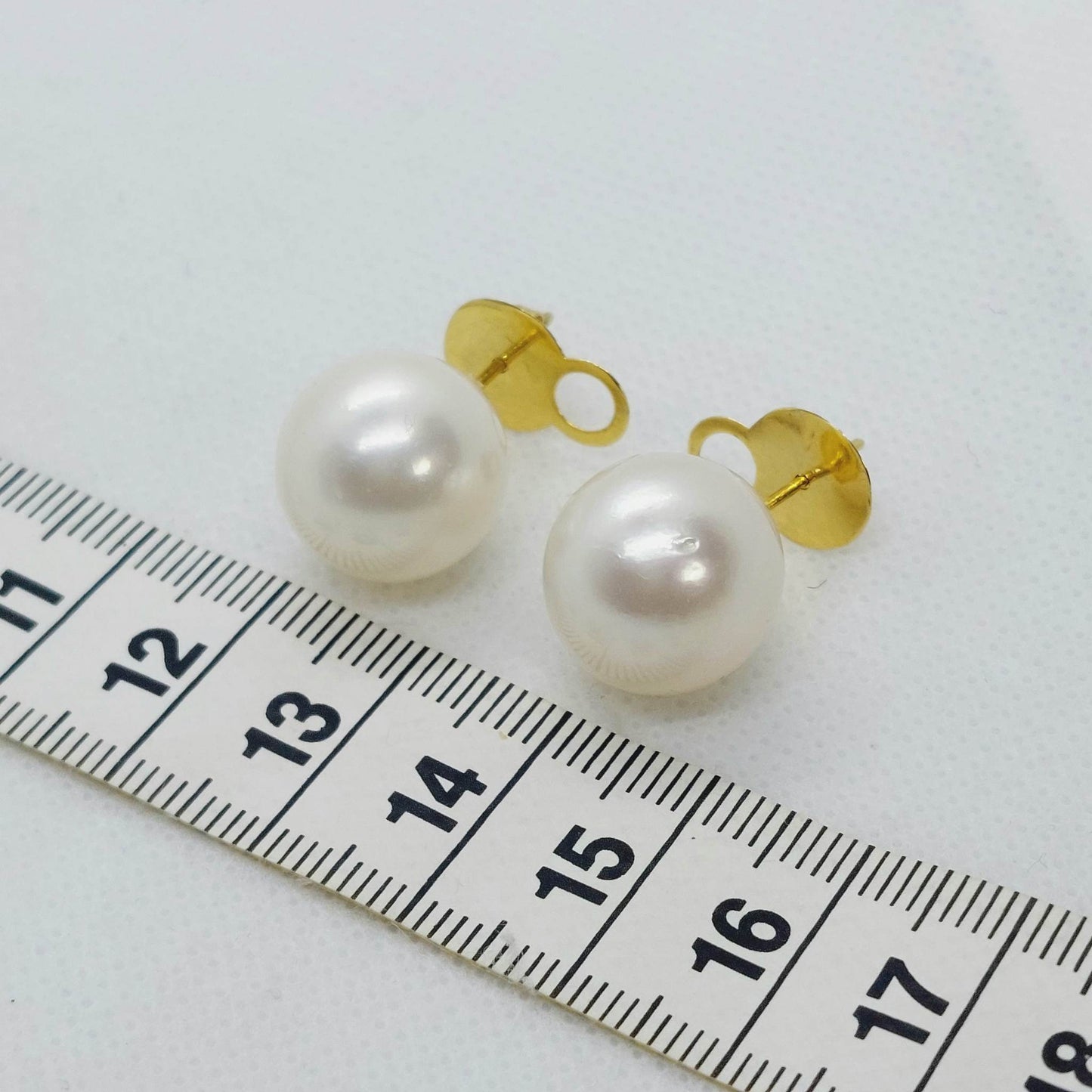 Natural South Sea Pearl Earrings - 14mm - Solid 14K Gold